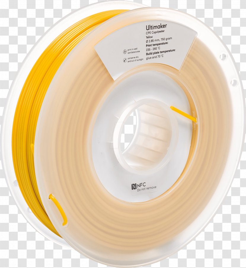 Ultimaker 3D Printing Filament Yellow Copolyester - Threedimensional Space Transparent PNG