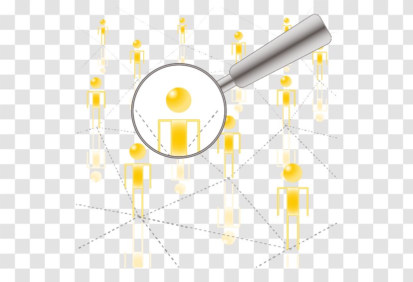 Magnifying Glass Euclidean Vector - Yellow - Small People Under A Transparent PNG