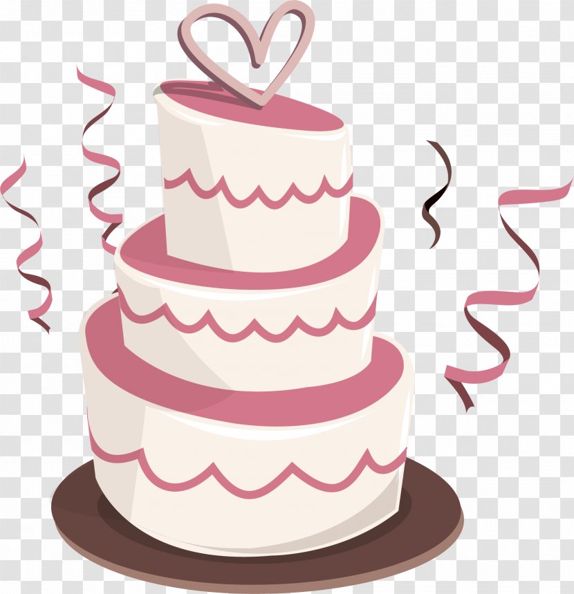 Wedding Cake Birthday Bakery - Buttercream - Vector Three Pink Transparent PNG