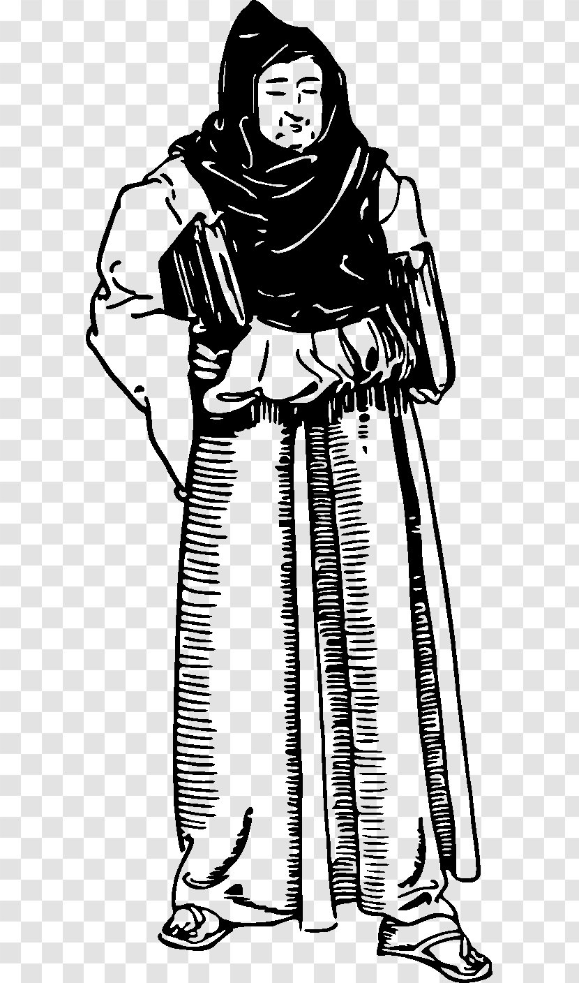 Asceticism Monk Hermit Abstinence Monasticism - Line Art - Monochrome Transparent PNG