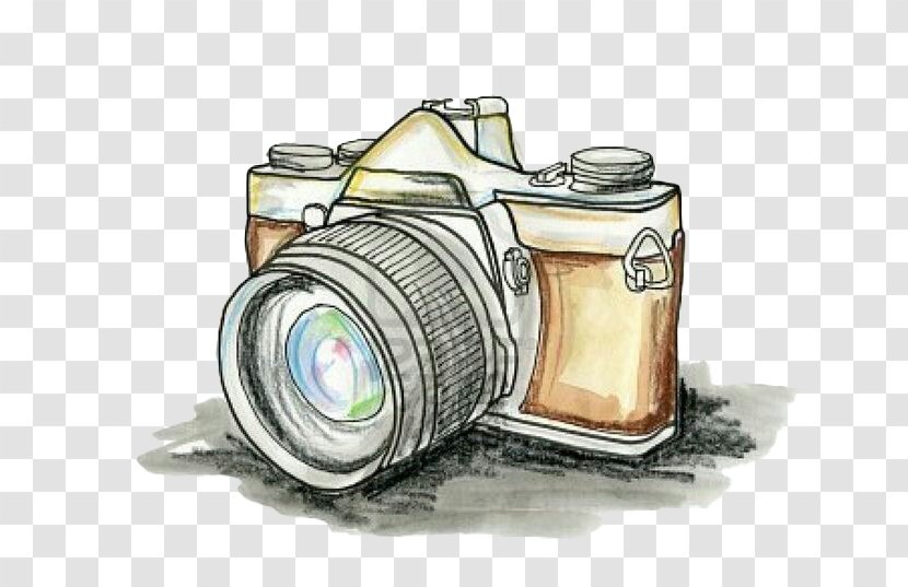 Drawing Camera Photography - Cartoon - Painted Light Orange Transparent PNG