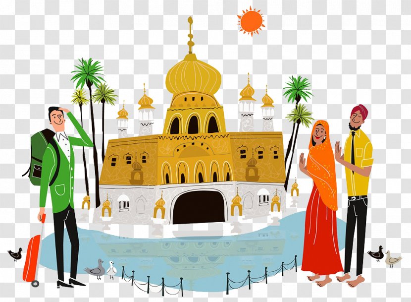 India Mosque Building Tourism Illustration - Recreation - Castle Buildings And Tourists Transparent PNG