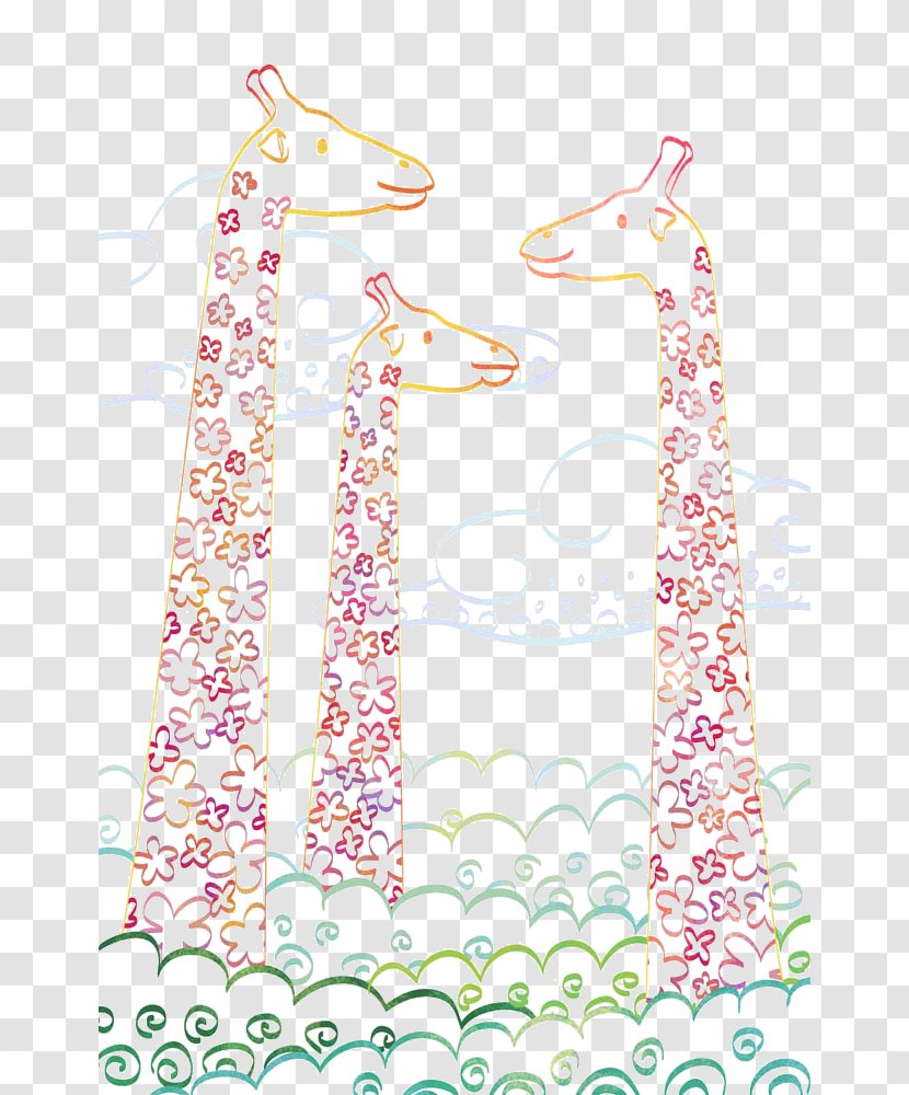 Northern Giraffe Poster Watercolor Painting Illustration - Pink Transparent PNG