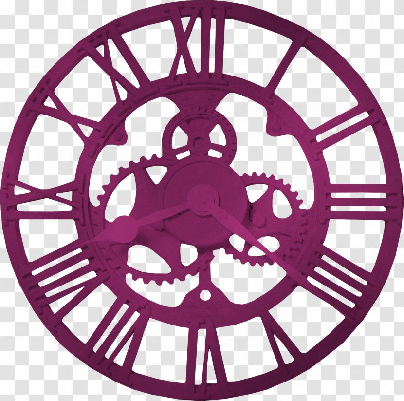 Clock Wall Industrial Style Industry Gear - Newgate Clocks - Red Metal Transparent PNG