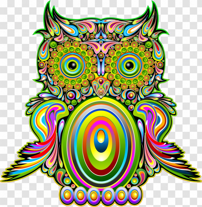 Pop Art Psychedelic - Psychedelia - Vector Creative Owl Transparent PNG