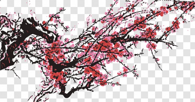Plum Blossom Chinese Painting - Twig - China Wind Flowers Sheng Kaimei FIG. Transparent PNG