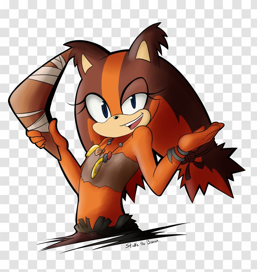 Red Fox Sticks The Badger Sonic Hedgehog - Silhouette Transparent PNG