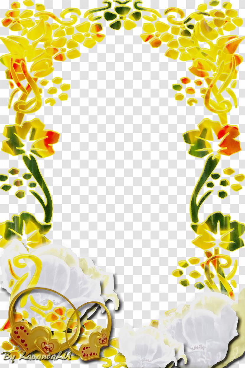 Watercolor Flowers Frame - Leaf - Picture Yellow Transparent PNG