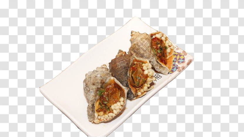 Side Dish Seashell - Finger Food - Three Shells On White Plate Transparent PNG