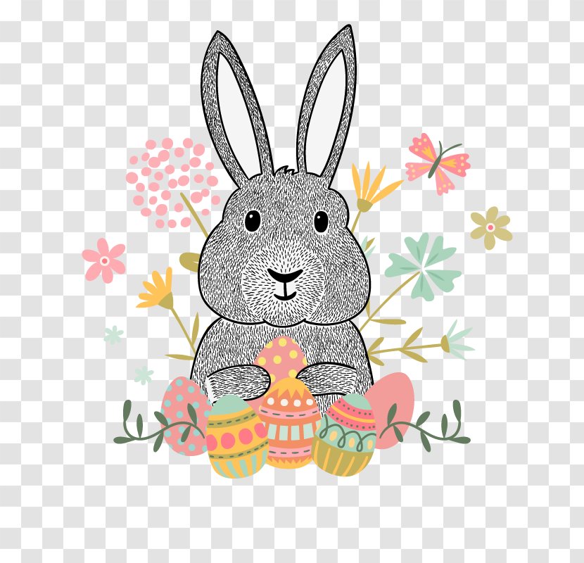 Easter Bunny Euclidean Vector Hipster Clip Art - Cute Transparent PNG