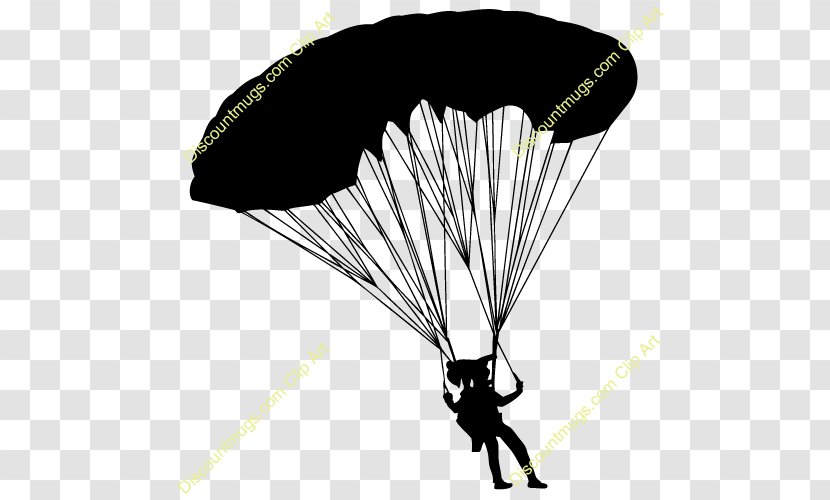 Parachute Parachuting Black And White Clip Art - Wing Transparent PNG