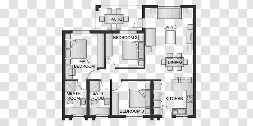 Floor Plan Furniture Product Design Pattern - Watercolor - Heart Transparent PNG