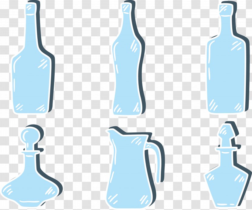 Glass Bottle Plastic Pattern - Blue Transparent PNG
