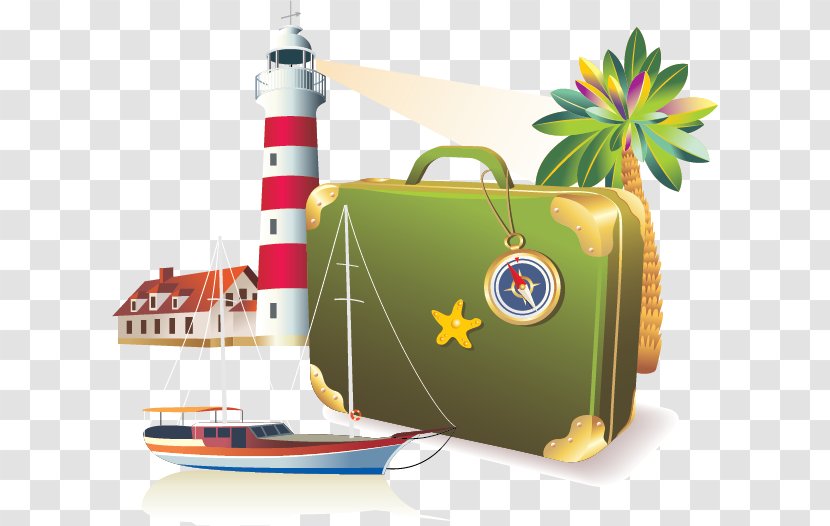 Travel Tourism Suitcase Baggage - Landmark - Landmarks Vacation Vector Material Transparent PNG