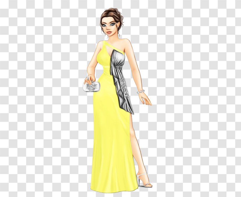 Cocktail Cartoon - Day Dress - Haute Couture Neck Transparent PNG