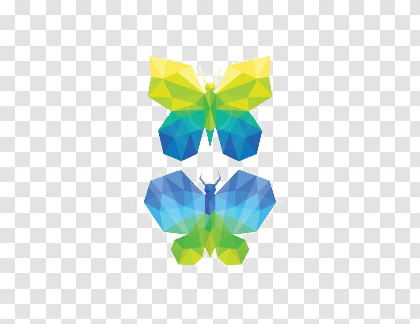 Butterfly Geometry Polygon - Yellow - Gradient Transparent PNG