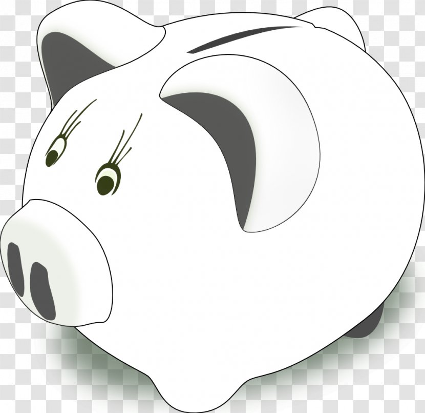 Piggy Bank Saving Clip Art - Carnivoran - Black And White Transparent PNG