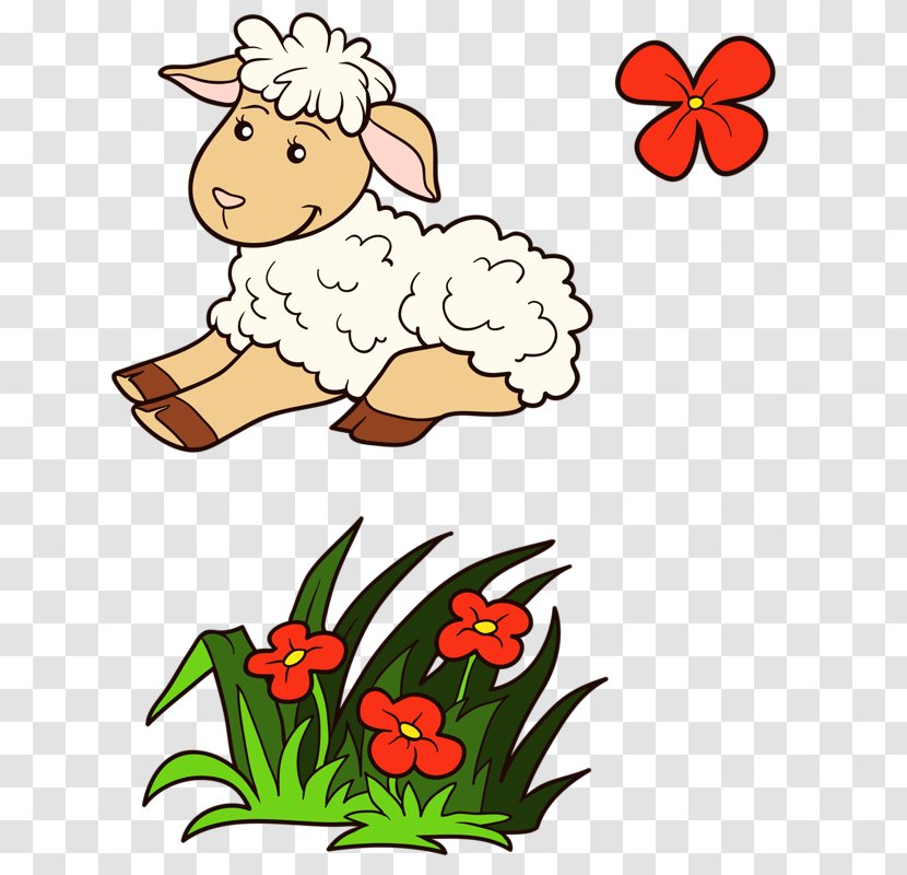 Sheep Goat Cartoon Floral Design Drawing - Artwork - Little Transparent PNG