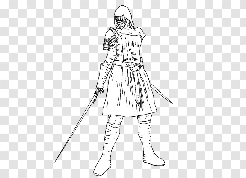 Sketch Costume Line Art Spear Character - Point - For Honor Gladiator Transparent PNG