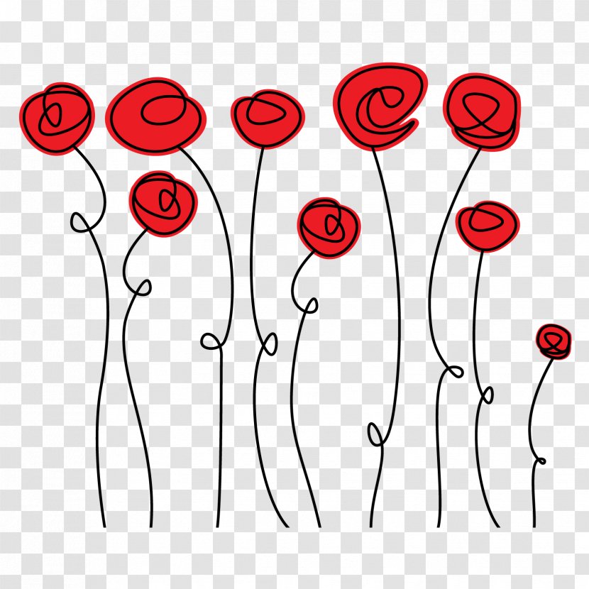 Doodle Rose Drawing - Point - Vector Red Lines Transparent PNG
