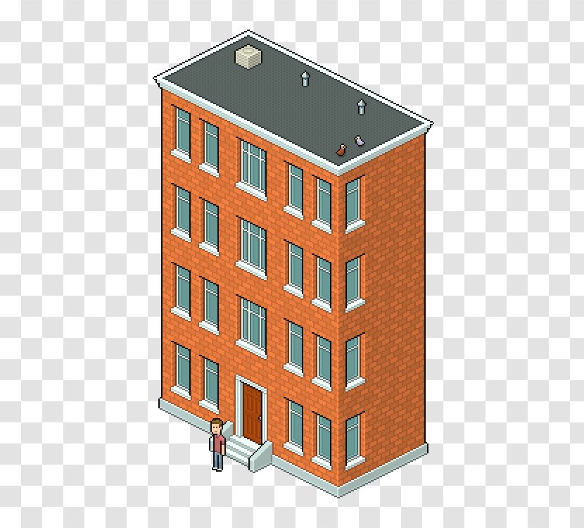 Pixel Art Building Apartment Architectural Drawing - Brickwork Transparent PNG
