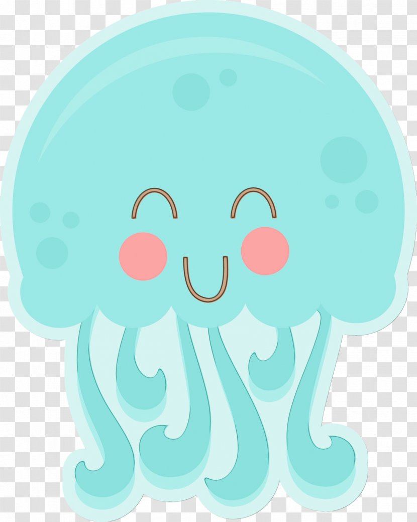 Turquoise Aqua Cartoon Octopus Marine Invertebrates - Wet Ink - Cloud Meteorological Phenomenon Transparent PNG