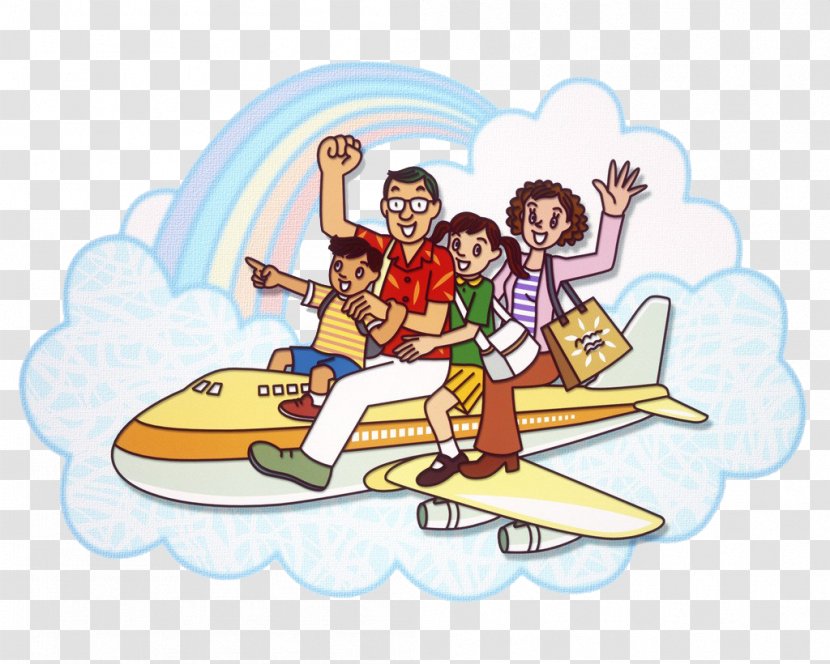 Airplane Clip Art - The Whole Family Is Flying Transparent PNG