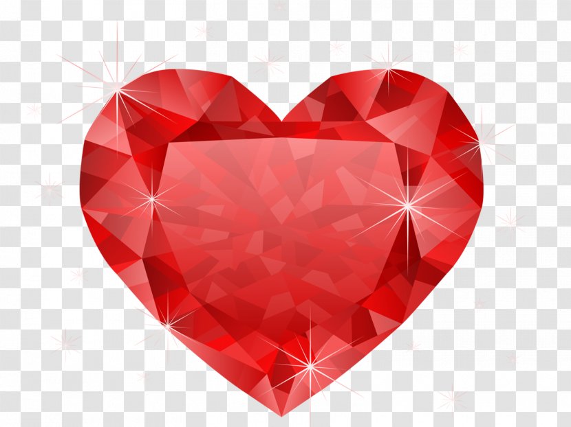 Red Diamond Heart Color Clip Art - Stunning Heart-shaped Transparent PNG