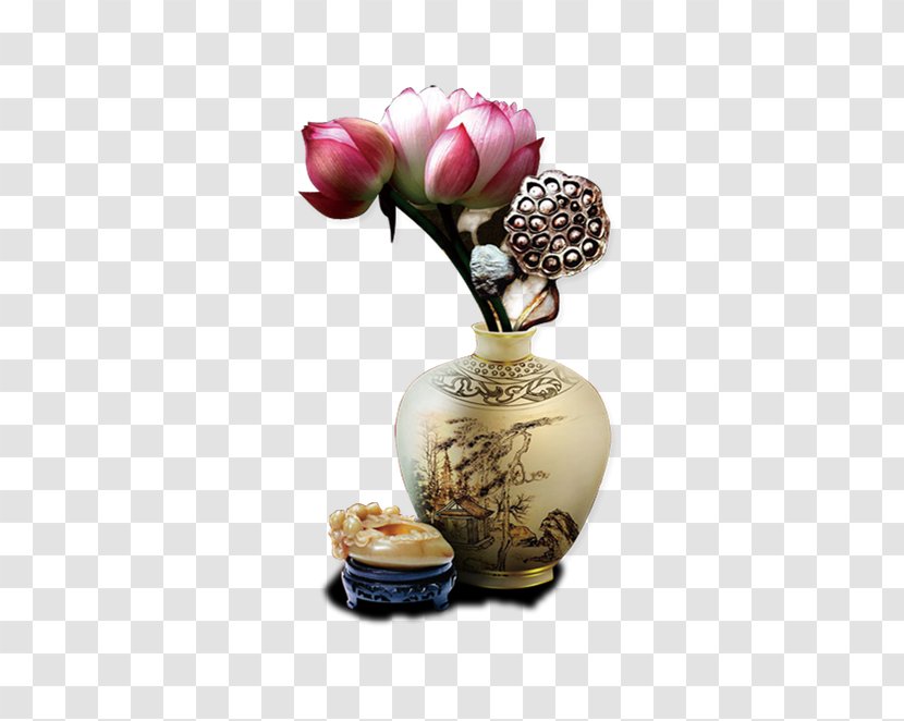 Vase Chinoiserie Poster - Painting - Lotus Vector Illustration Transparent PNG