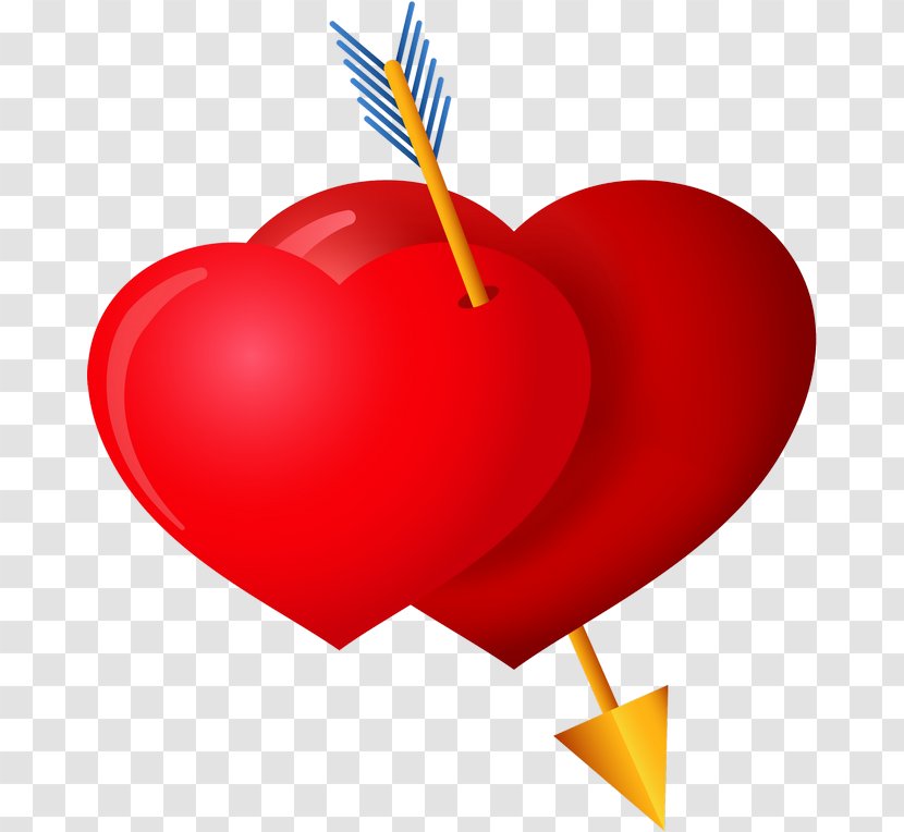 Red Heart Arrow Clip Art - Watercolor Transparent PNG