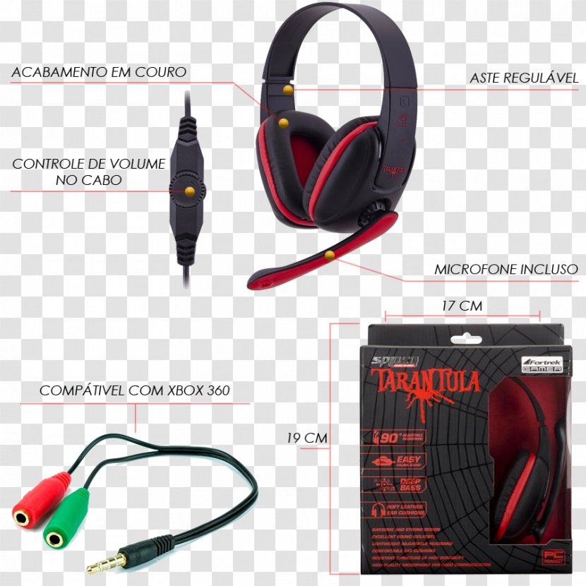 Headphones Xbox 360 Fortrek Spider Tarantula SHS-702 Microphone Headset - Loudspeaker - Fone De Ouvido Transparent PNG