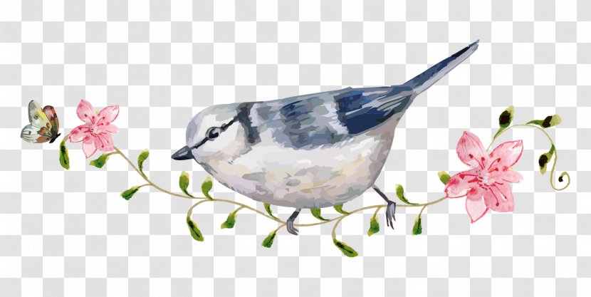 Bird Carpet Mat Floor - Fauna - Cartoon Flowers Hand-painted Watercolor Station Branches Transparent PNG