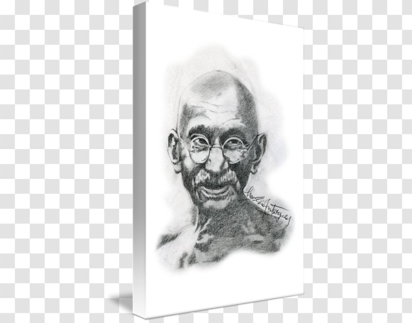 Mahatma Gandhi Portrait Drawing Art Sketch - Black And White Transparent PNG