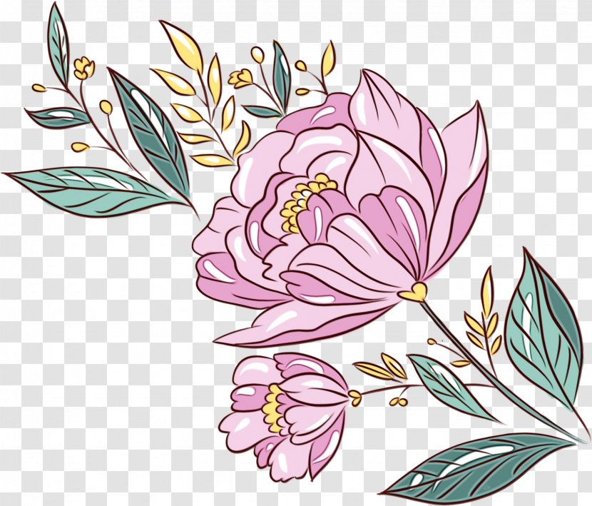 Watercolor Pink Flowers - Chinese Peony - Common Magnolia Transparent PNG