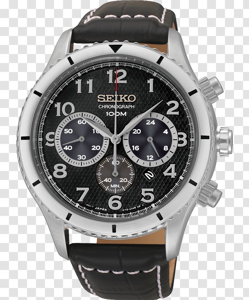Chronograph Seiko 5 Watch Leather Transparent PNG