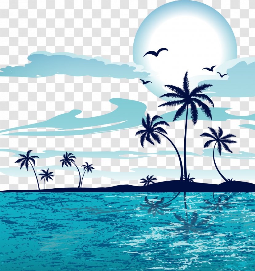 Sandy Beach - Wave - Vector Cartoon Sea Sunset Transparent PNG