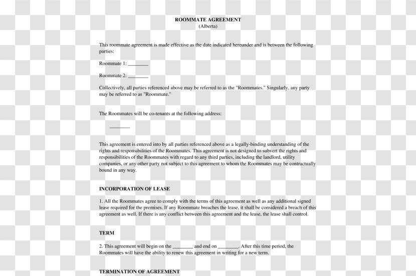 Document Template Form Microsoft Word PDF - Text - Roommate Transparent PNG