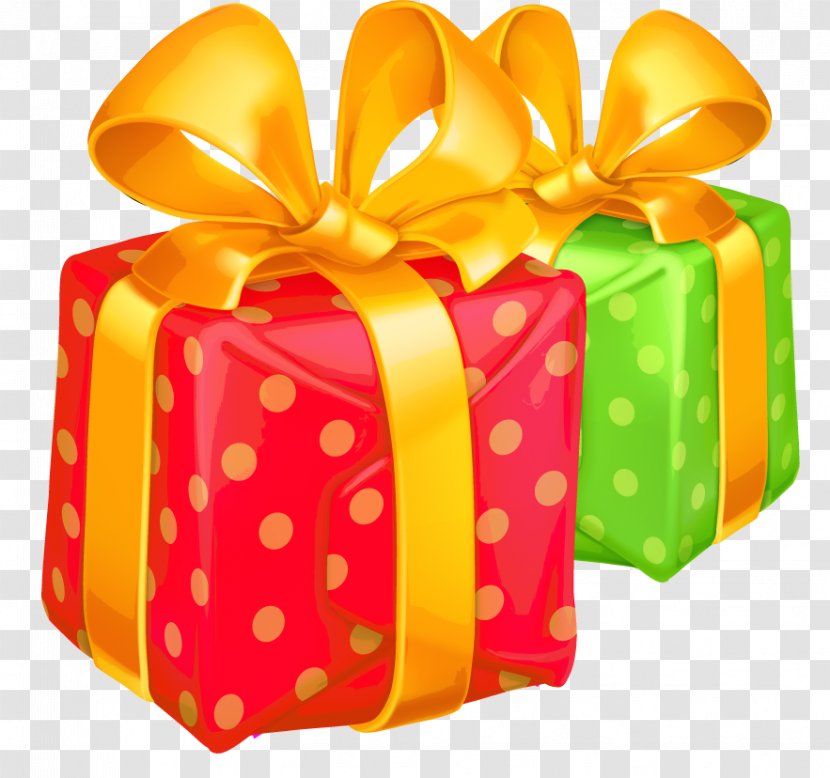 Gift Christmas Box Clip Art - Orange Transparent PNG