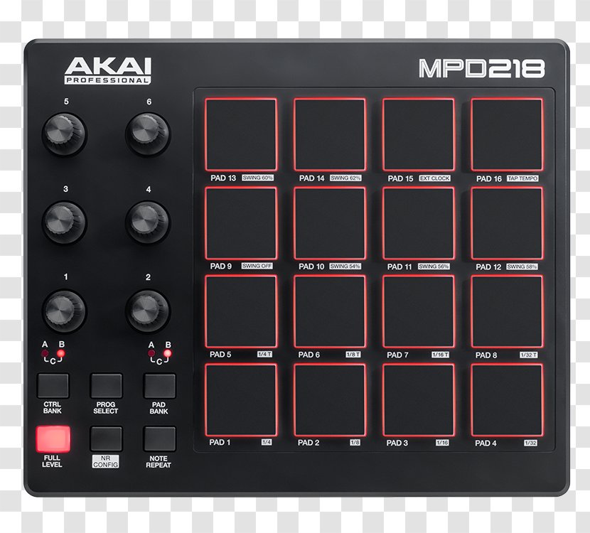 Akai Professional MPD218 MPC MIDI Controllers - Heart - USB Transparent PNG