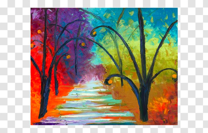 Painting Canvas Print Gallery Wrap Art - Watercolor Paint - Rainbow Road Transparent PNG