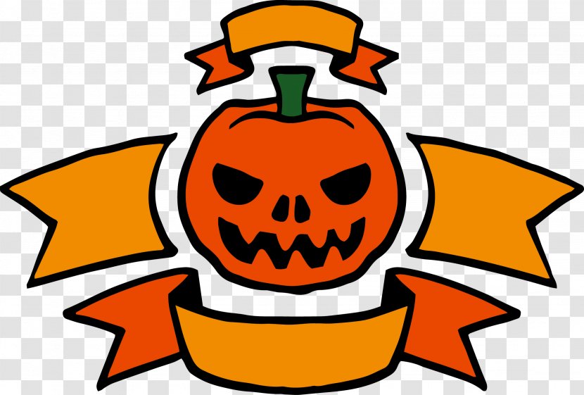Jack-o-lantern Halloween Banner Clip Art - Artwork - Streamers Transparent PNG