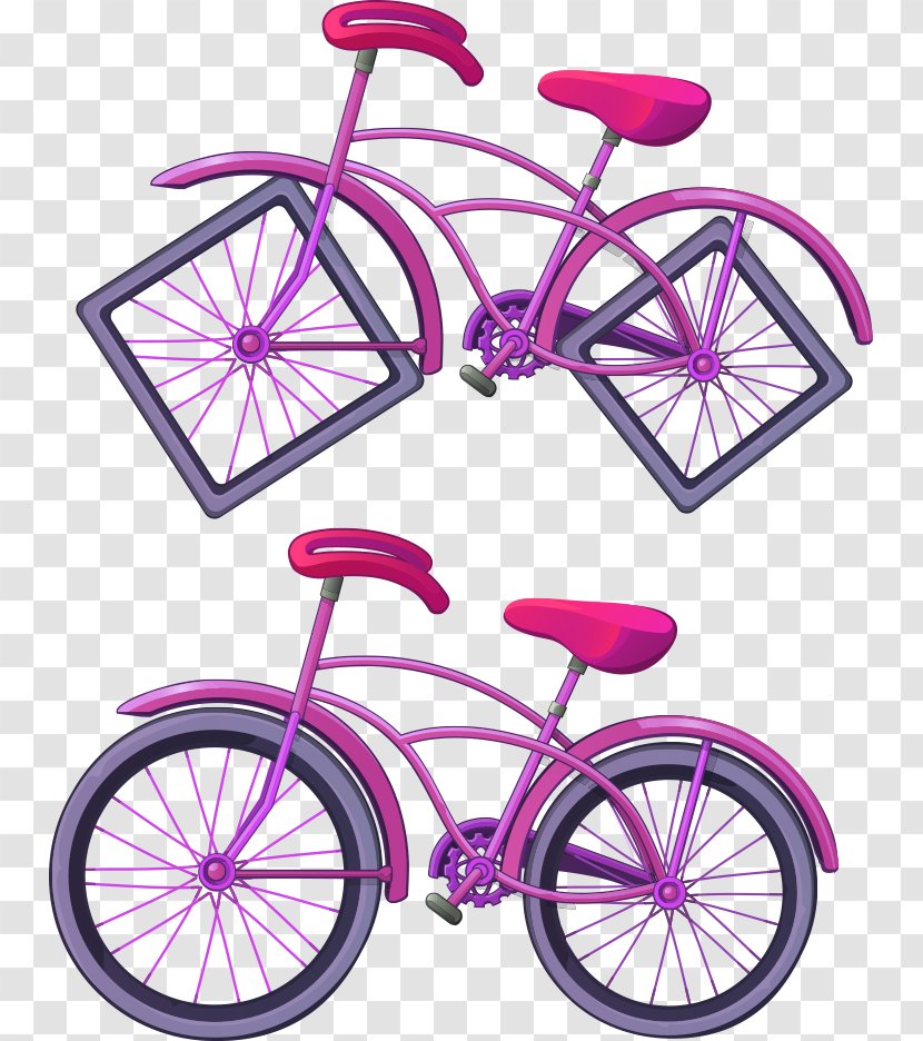 Square Wheel Bicycle Cartoon Illustration - Road - Creative Vector Bike Transparent PNG