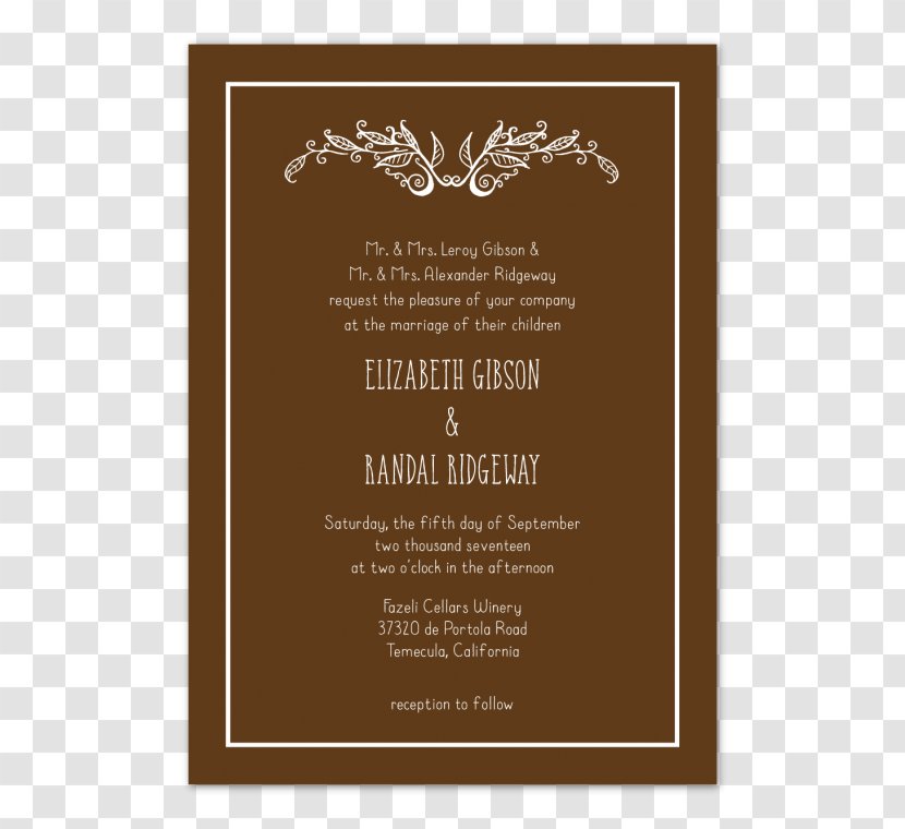 Wedding Invitation Convite Font - Brown Transparent PNG