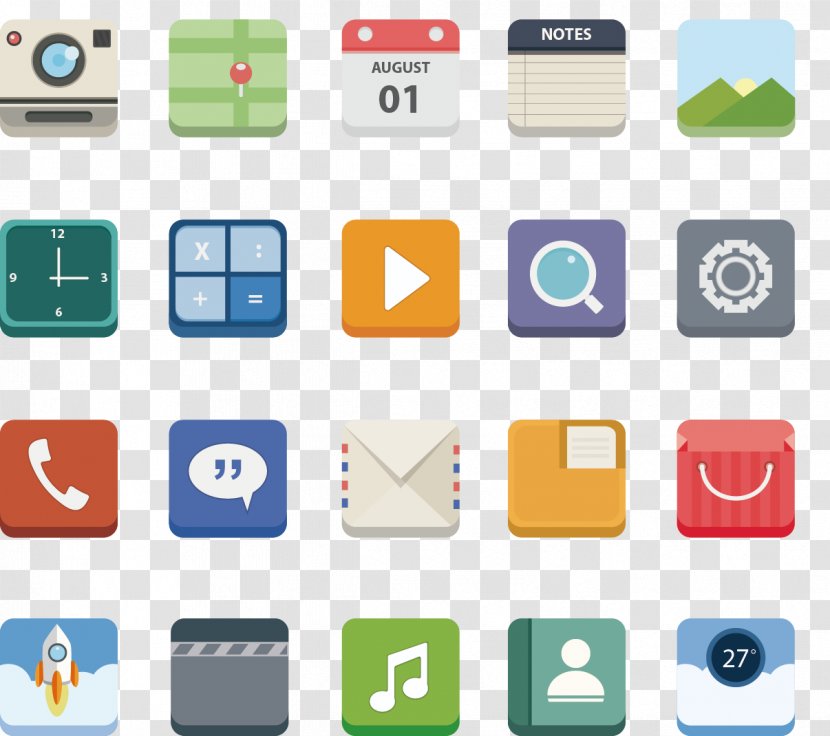 Icon Design Mobile App - Frame - Vector Painted Phone APP Collection Transparent PNG