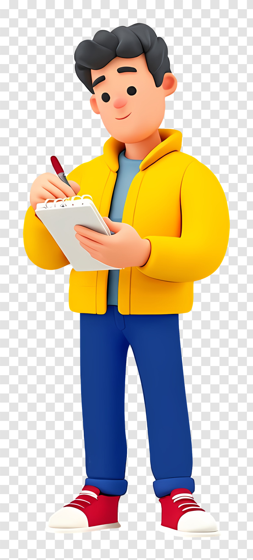 Man In Yellow Hoodie Taking Notes Transparent PNG
