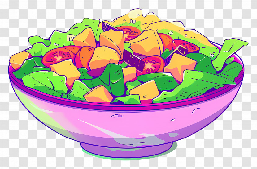 Caesar Salad - Colorful Salad Bowl Illustration Transparent PNG