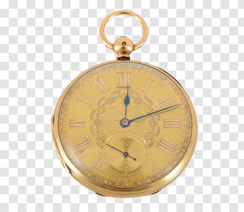 Pocket Watch Colored Gold Clock - The Key Chain Of Violin Transparent PNG