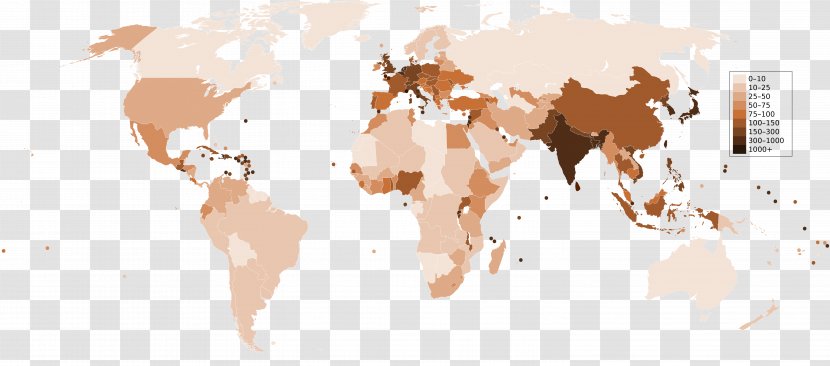 Population Density World Map Human Overpopulation - Distribution Transparent PNG