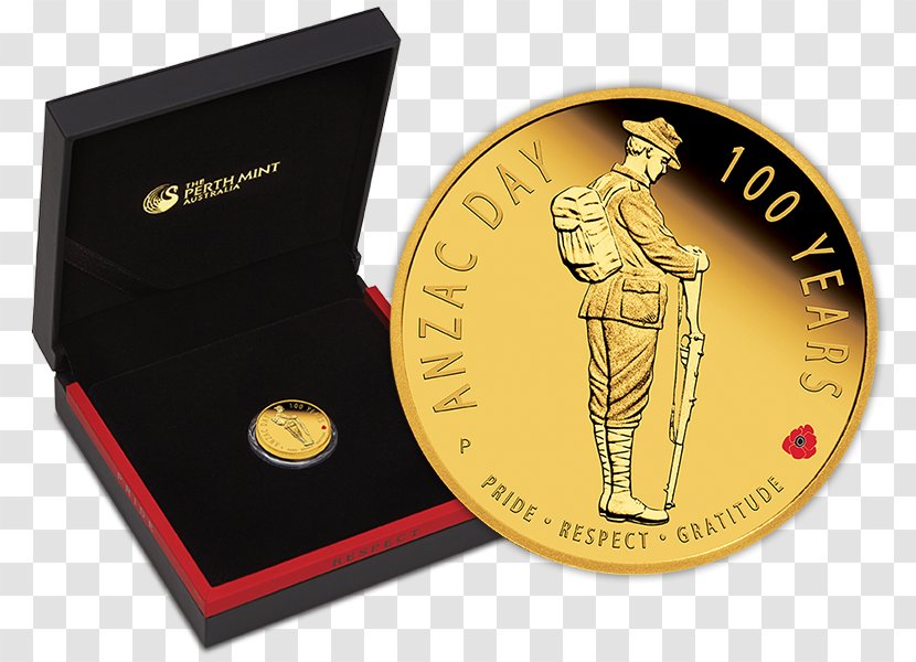 Coin Gold Anzac Day Australia First World War - Spirit - Poppy Transparent PNG