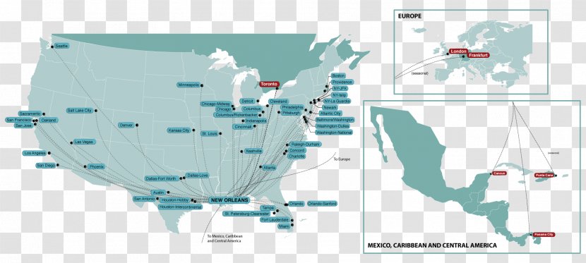 Louis Armstrong New Orleans International Airport Dallas/Fort Worth Cincinnati/Northern Kentucky Flight John F. Kennedy - Map Transparent PNG